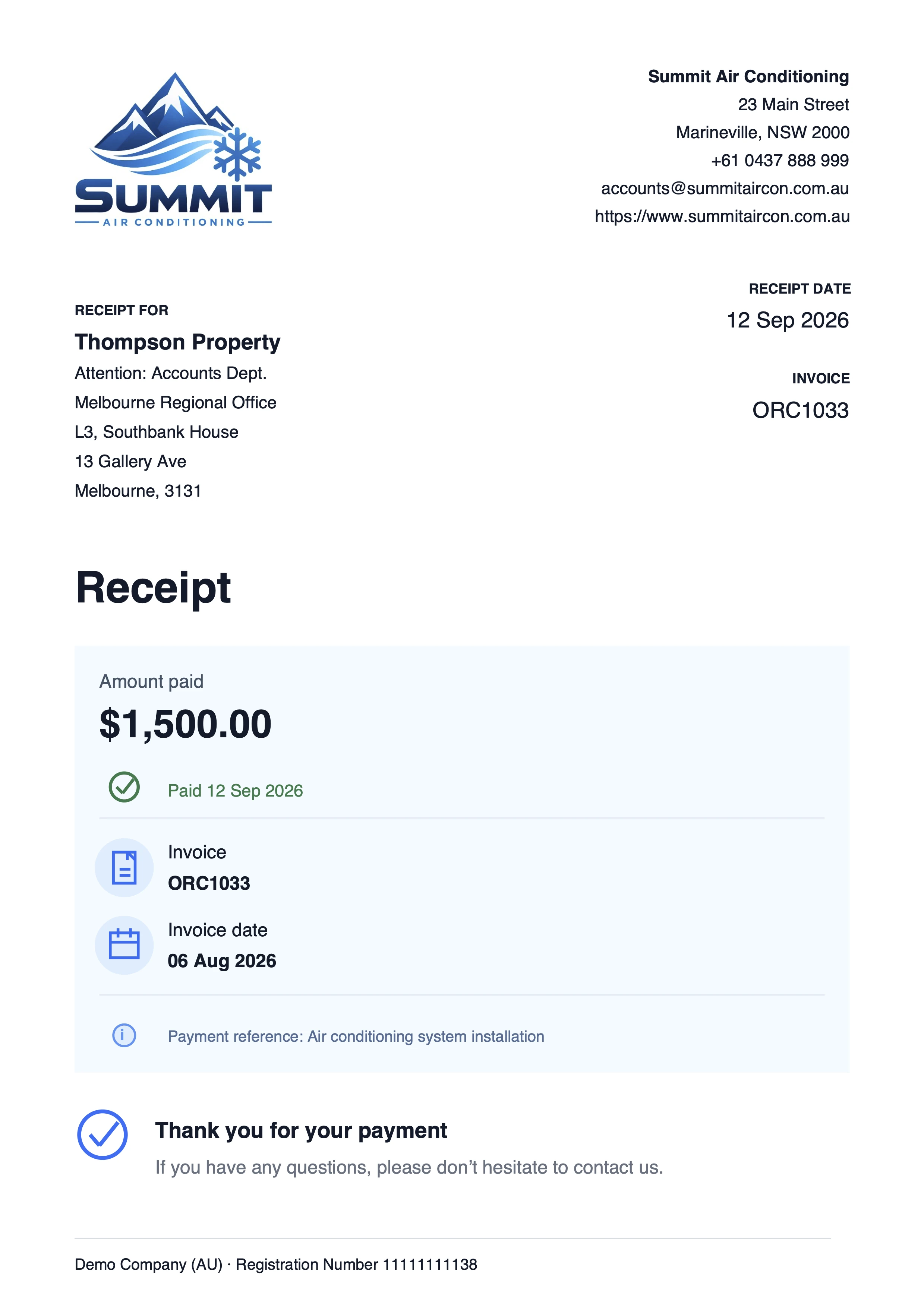 Example AutoReceipts PDF receipt